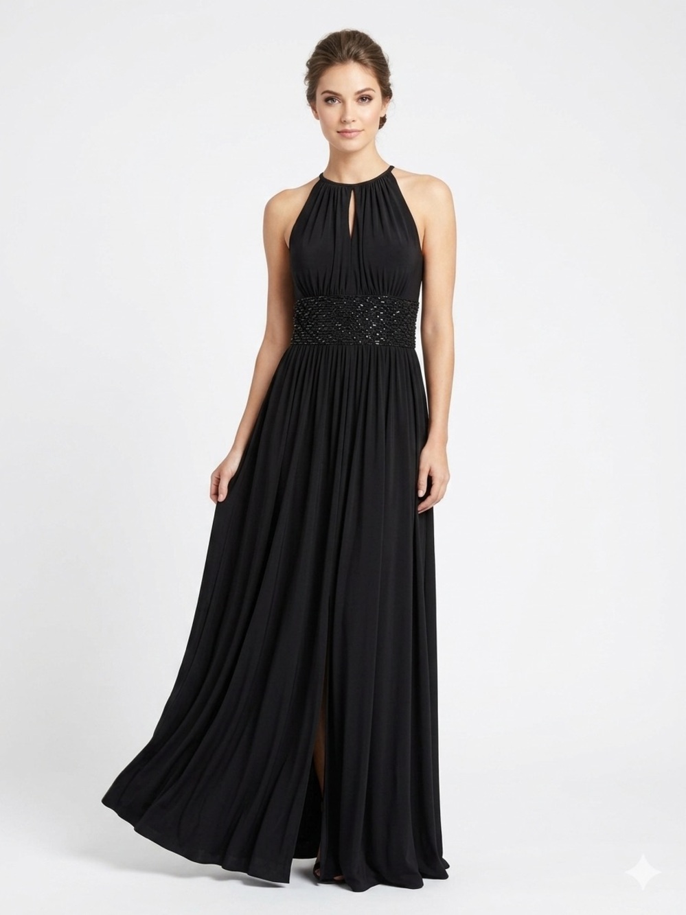 Elegant Black Halter Evening Gown